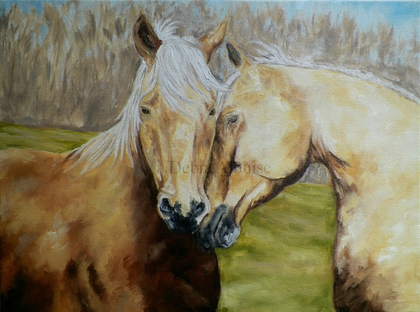 embrace horse oil painting25900debra